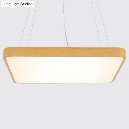 Minimalist LED Pendant Chandelier for Office - Ultrathin Metal and Wood Design