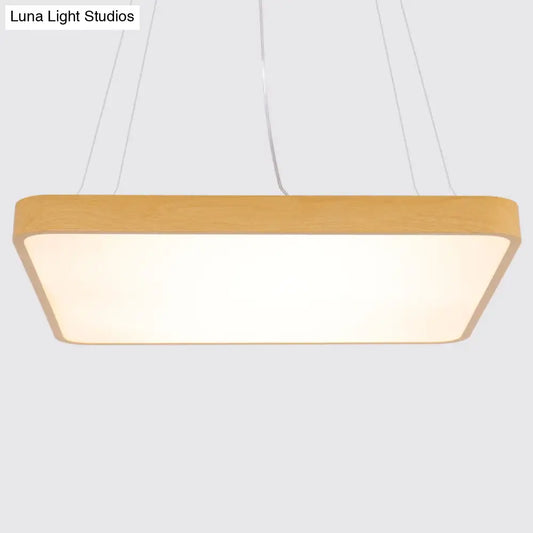 Minimalist LED Pendant Chandelier for Office - Ultrathin Metal and Wood Design