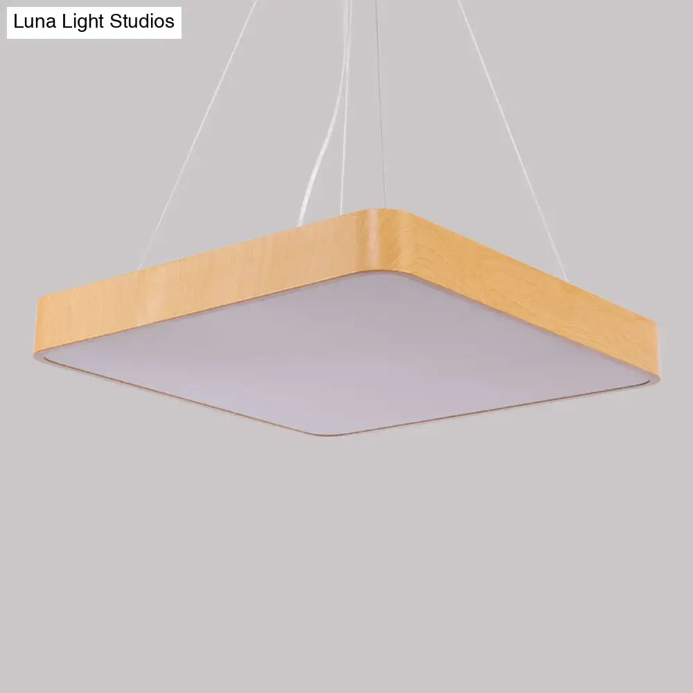 Minimalist LED Pendant Chandelier for Office - Ultrathin Metal and Wood Design
