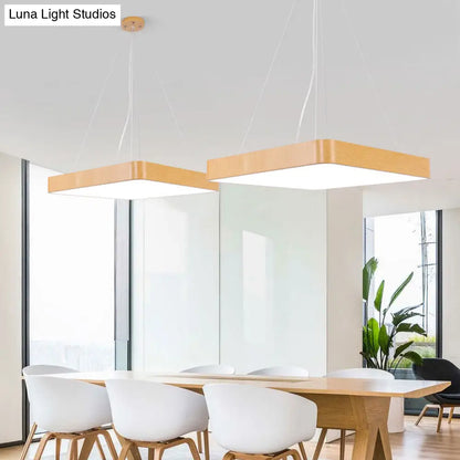 Minimalist LED Pendant Chandelier for Office - Ultrathin Metal and Wood Design