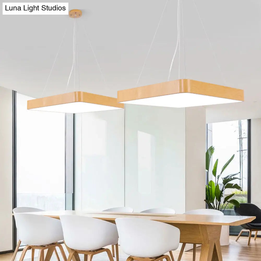 Minimalist LED Pendant Chandelier for Office - Ultrathin Metal and Wood Design
