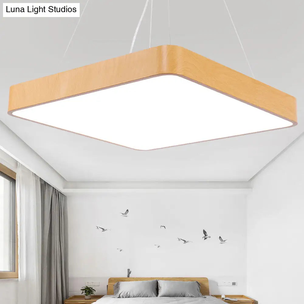 Minimalist LED Pendant Chandelier for Office - Ultrathin Metal and Wood Design