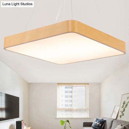 Minimalist LED Pendant Chandelier for Office - Ultrathin Metal and Wood Design