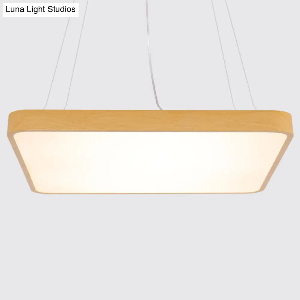 Minimalist LED Pendant Chandelier for Office - Ultrathin Metal and Wood Design