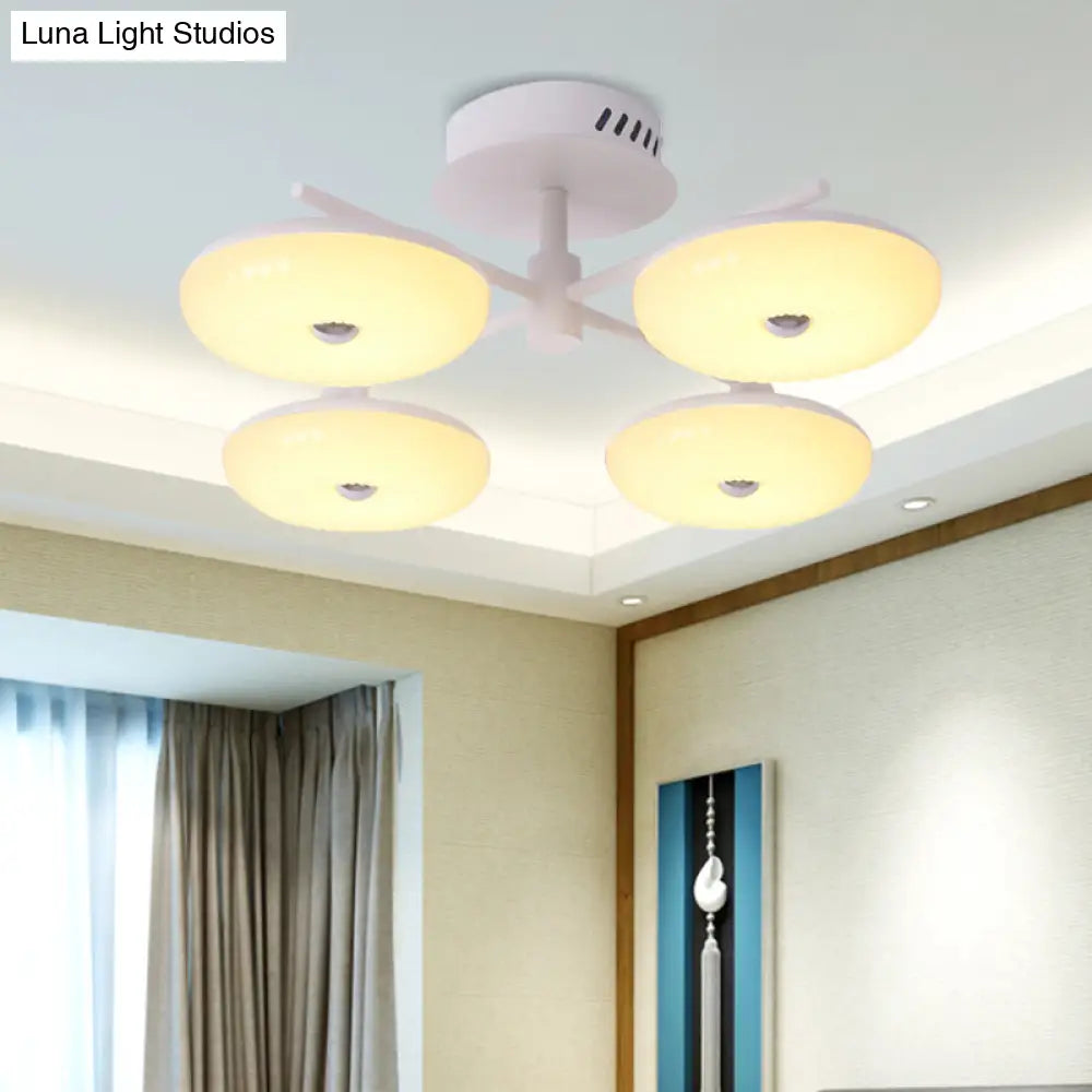 DecorBites™ DecorBites™ Minimalist LED Restaurant Flush Light Fixture - White Semi Ceiling Mount with Doughnut Acrylic Shade, 22"/24" W