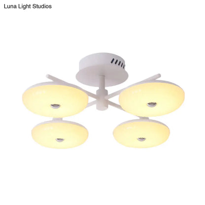 DecorBites™ DecorBites™ Minimalist LED Restaurant Flush Light Fixture - White Semi Ceiling Mount with Doughnut Acrylic Shade, 22"/24" W