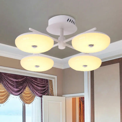 DecorBites™ DecorBites™ Minimalist LED Restaurant Flush Light Fixture - White Semi Ceiling Mount with Doughnut Acrylic Shade, 22"/24" W