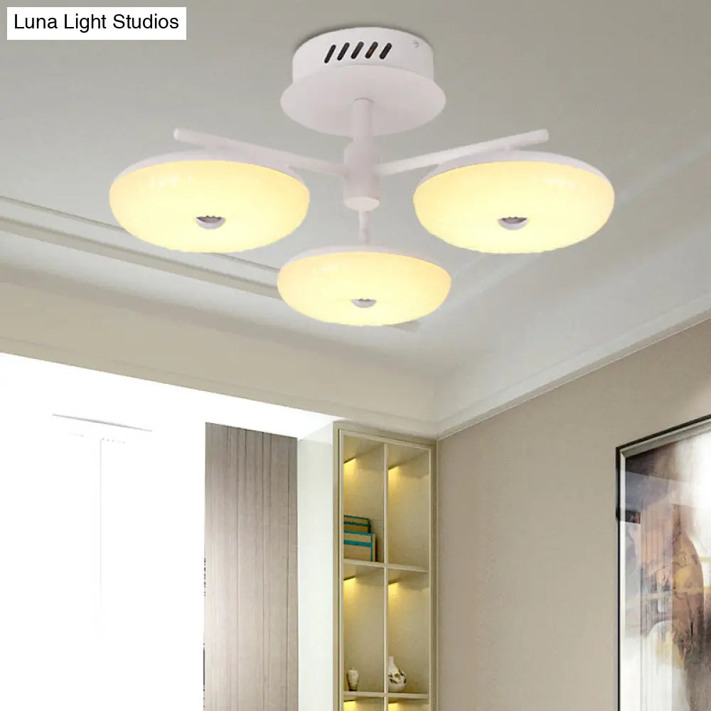 DecorBites™ DecorBites™ Minimalist LED Restaurant Flush Light Fixture - White Semi Ceiling Mount with Doughnut Acrylic Shade, 22"/24" W