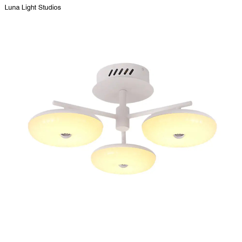 DecorBites™ DecorBites™ Minimalist LED Restaurant Flush Light Fixture - White Semi Ceiling Mount with Doughnut Acrylic Shade, 22"/24" W