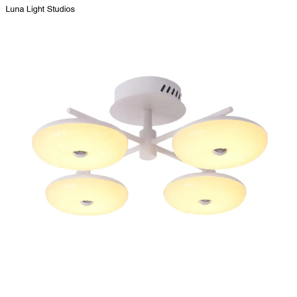 DecorBites™ DecorBites™ Minimalist LED Restaurant Flush Light Fixture - White Semi Ceiling Mount with Doughnut Acrylic Shade, 22"/24" W