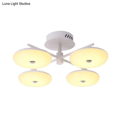 DecorBites™ DecorBites™ Minimalist LED Restaurant Flush Light Fixture - White Semi Ceiling Mount with Doughnut Acrylic Shade, 22"/24" W