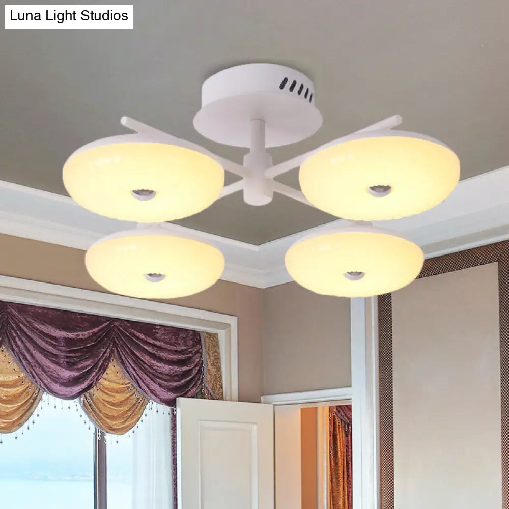 DecorBites™ DecorBites™ Minimalist LED Restaurant Flush Light Fixture - White Semi Ceiling Mount with Doughnut Acrylic Shade, 22"/24" W