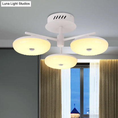 DecorBites™ DecorBites™ Minimalist LED Restaurant Flush Light Fixture - White Semi Ceiling Mount with Doughnut Acrylic Shade, 22"/24" W