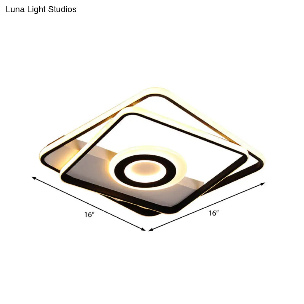 DecorBites™ DecorBites™ Minimalist LED Square Ceiling Flush Light - 16"/19.5"/23.5"/35.5" Wide - Warm/White Light