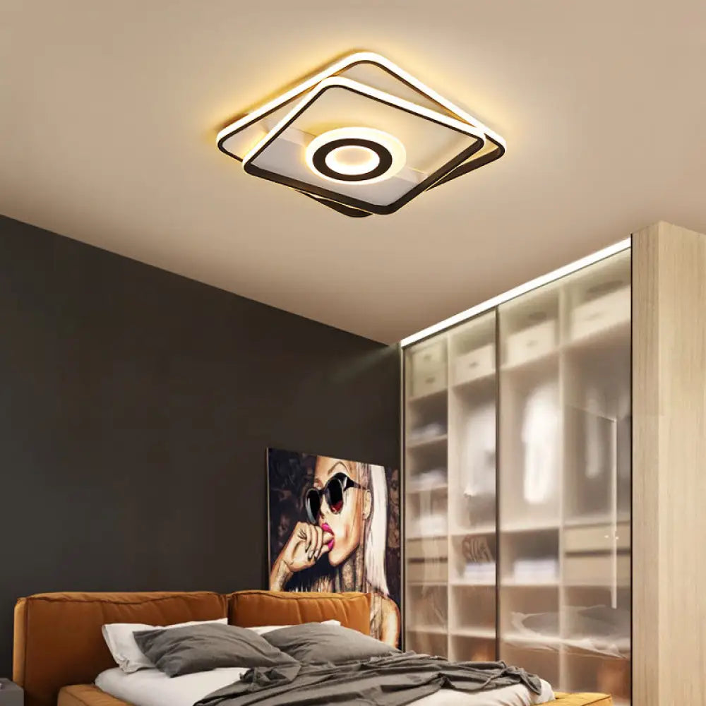 DecorBites™ DecorBites™ Minimalist LED Square Ceiling Flush Light - 16"/19.5"/23.5"/35.5" Wide - Warm/White Light