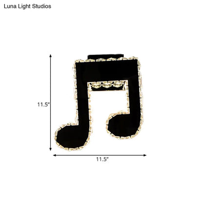 DecorBites™ DecorBites™ Minimalist LED Wall Lamp with Faceted Crystal Music Note Design - Black