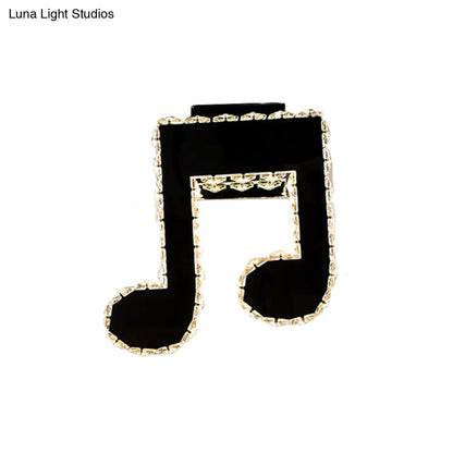DecorBites™ DecorBites™ Minimalist LED Wall Lamp with Faceted Crystal Music Note Design - Black