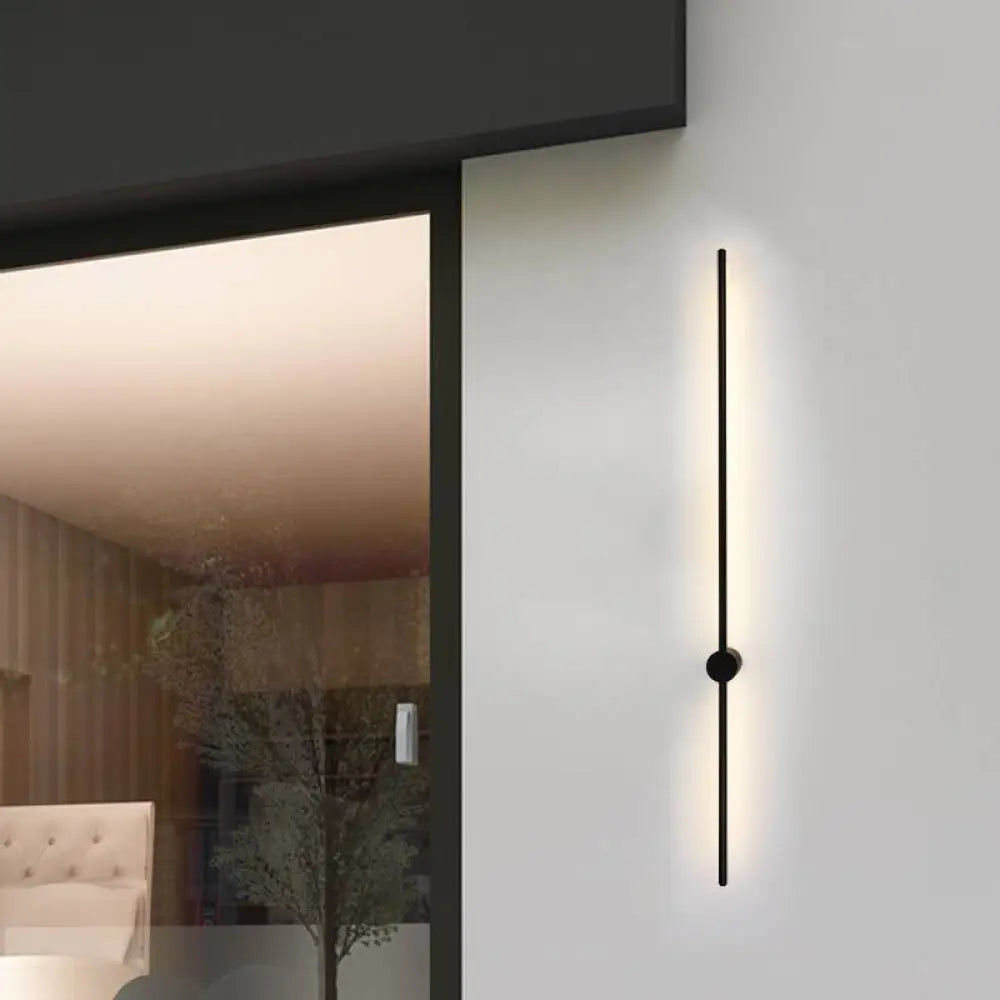 DecorBites™ DecorBites™ Minimalist LED Wall Sconce Lighting in Black Slim Rod Design - Heights of 23.5", 31.5", and 47" - Ideal for Bedroom