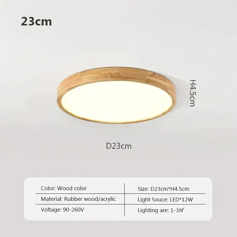 Minimalist circular ceiling light with warm glow crafted from rubber wood and acrylic for modern decorbites led wooden ceiling