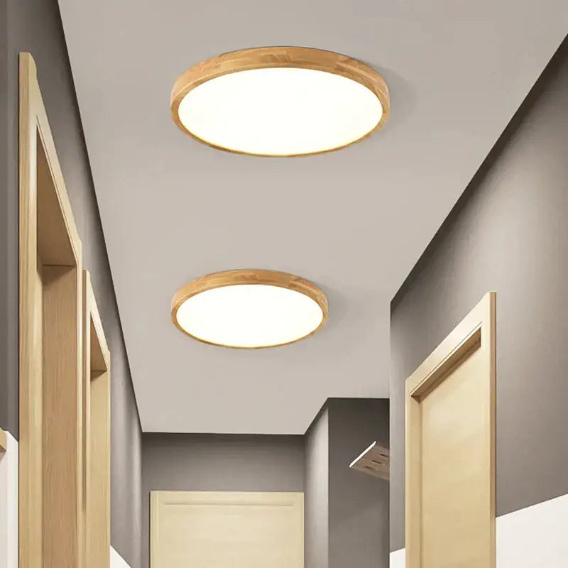 Minimalist decorbites led wooden ceiling light with warm white illumination and natural wood frame for modern bedroom decor
