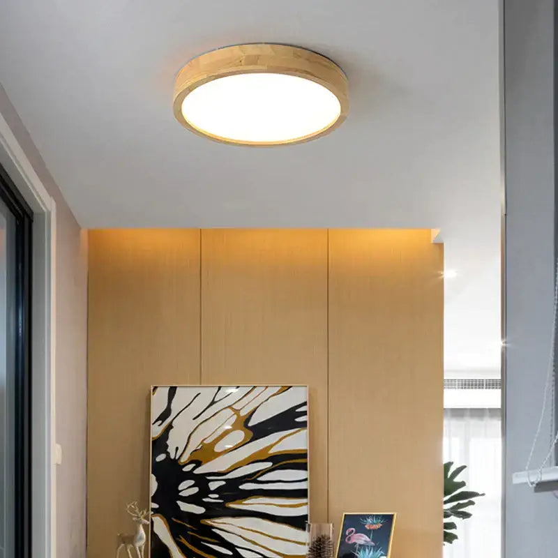 Minimalist ceiling light with natural wood frame and warm white illumination for decorbites led wooden ceiling decor