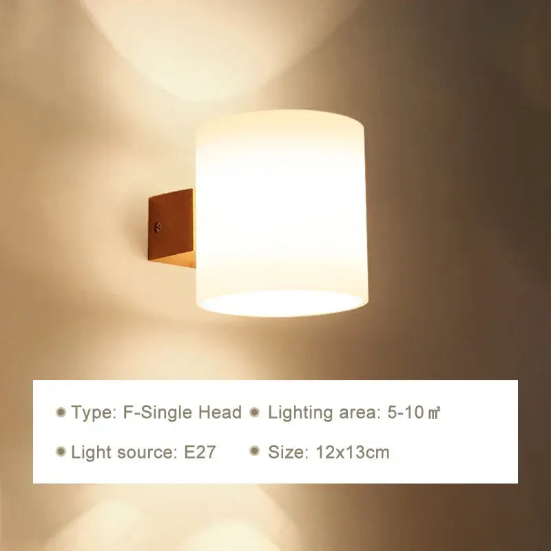 Warm-toned minimalist led wooden wall lamp with frosted glass shade and bronze bracket for bedroom decorbites led wooden use