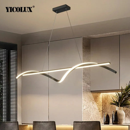 Minimalist Linear LED Pendant Light in Black or White - Decorbites