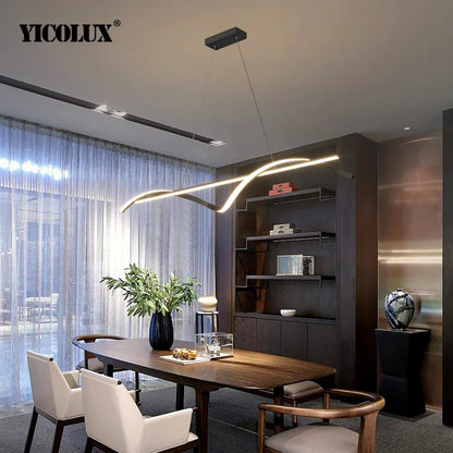 Minimalist Linear LED Pendant Light in Black or White