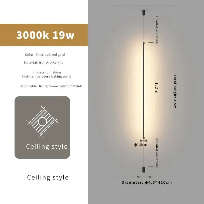 Minimalist electroplated gold floor lamp with adjustable height and sleek iron acrylic design for versatile lighting