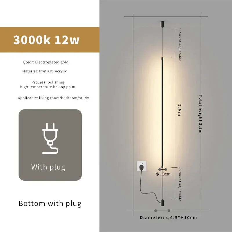 Electroplated gold modern floor lamp with adjustable height featuring sleek iron and acrylic pendant light strip design