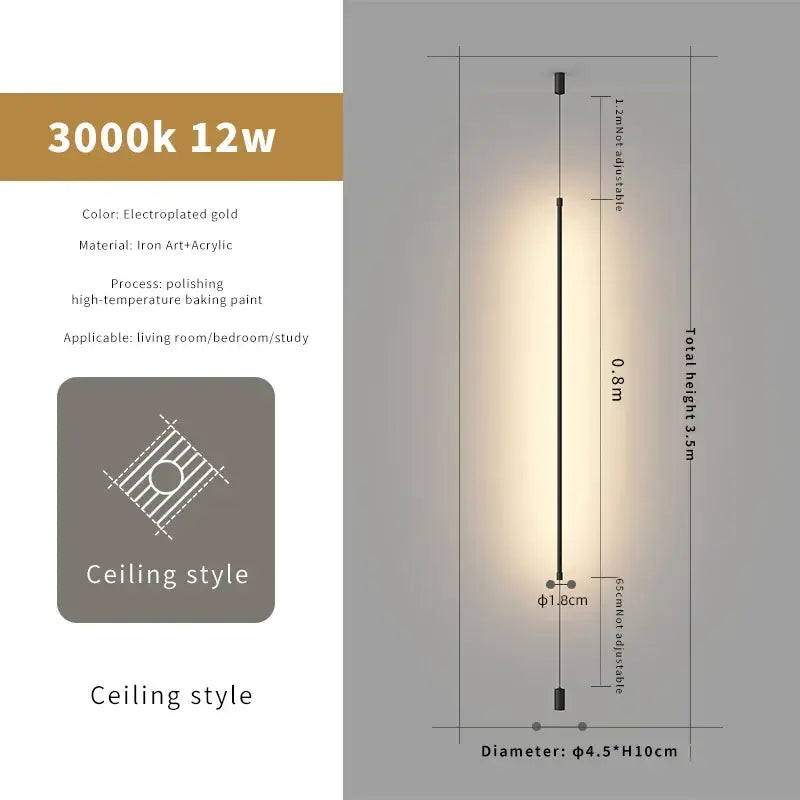 Electroplated gold minimalist floor lamp with adjustable height and iron acrylic design for modern pendant light strip use