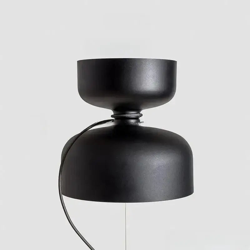 Minimalist matte black pendant light with two stacked dome shades in forged iron for dining room decorbites chandelier