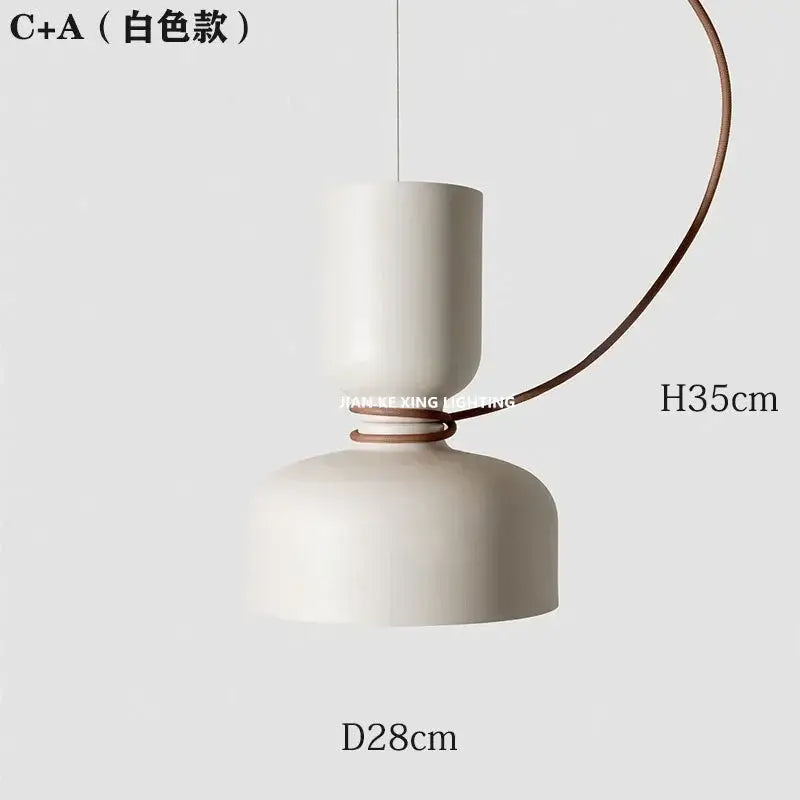 Minimalist off-white ceramic pendant light with brown leather cord for dining room decorbites forged iron chandelier