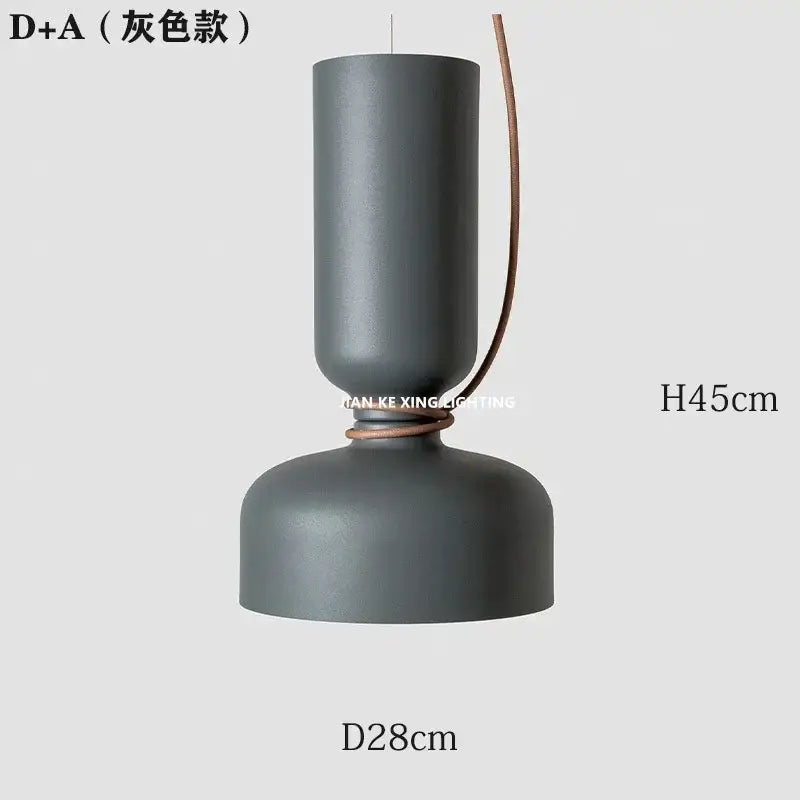 Gray matte-finished cylindrical pendant light with copper cord from decorbites forged iron chandelier collection for dining room