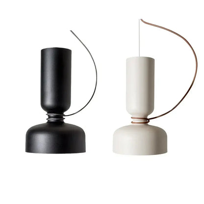 Minimalist matte black and off-white pendant light with forged iron curved wire accent for dining room decorbites chandelier