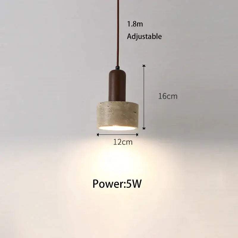 Minimalist matte brown and concrete pendant lamp with adjustable cord and warm light for decorbites cream wind LED lighting