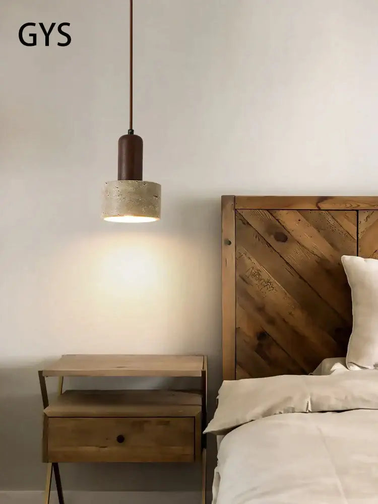 Minimalist pendant lamp with matte brown top and textured concrete shade by decorbites cream wind led for dining room