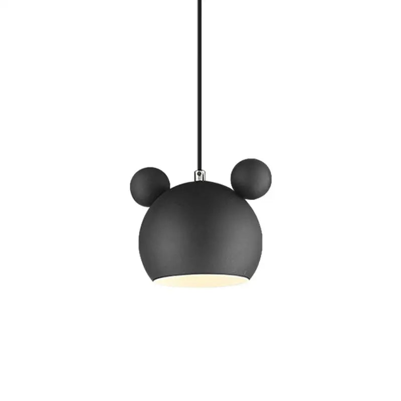 Black matte-finished cartoon mouse pendant light with minimalist design for bedroom decorbites pendant light