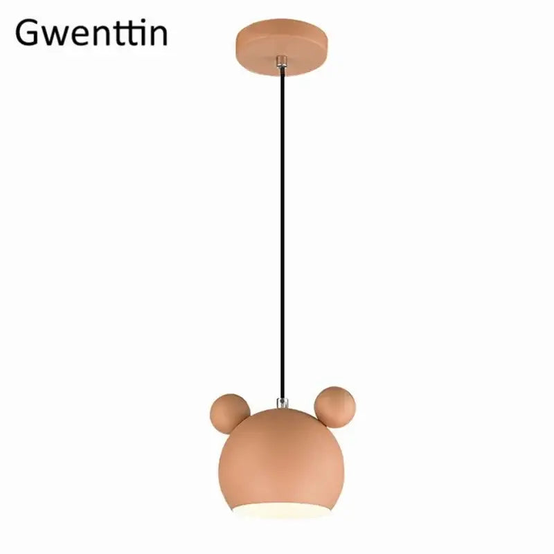 Minimalist beige matte cartoon mouse pendant light with rounded ears for bedroom decorbites pendant light decor