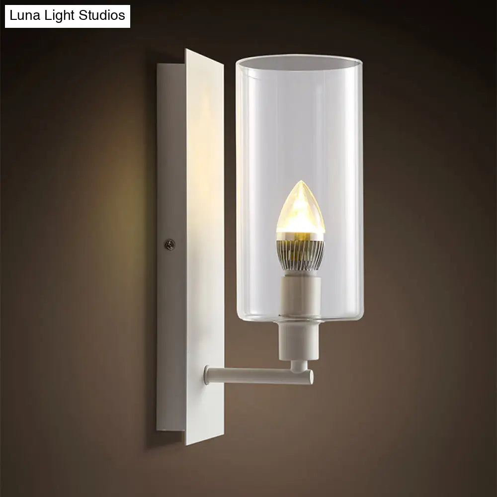 DecorBites™ DecorBites™ Minimalist Metal Candle Wall Lamp with Clear Glass Shade - White 1-Head Sconce Light Fixture