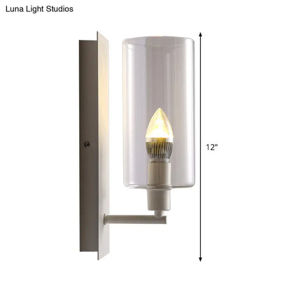 DecorBites™ DecorBites™ Minimalist Metal Candle Wall Lamp with Clear Glass Shade - White 1-Head Sconce Light Fixture
