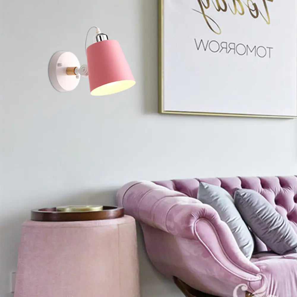 DecorBites™ DecorBites™ Minimalist Metal Conical Sconce Light Fixture - Gray/White/Pink/Yellow/Blue/Green