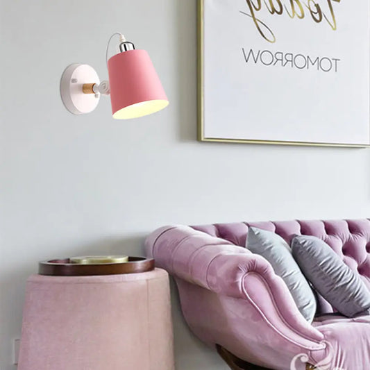 DecorBites™ DecorBites™ Minimalist Metal Conical Sconce Light Fixture - Gray/White/Pink/Yellow/Blue/Green