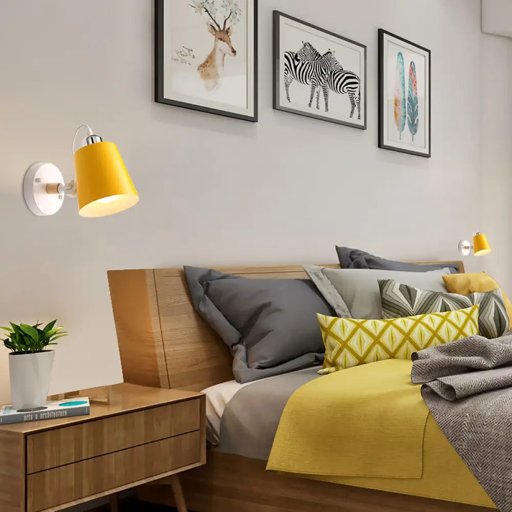 DecorBites™ DecorBites™ Minimalist Metal Conical Sconce Light Fixture - Gray/White/Pink/Yellow/Blue/Green