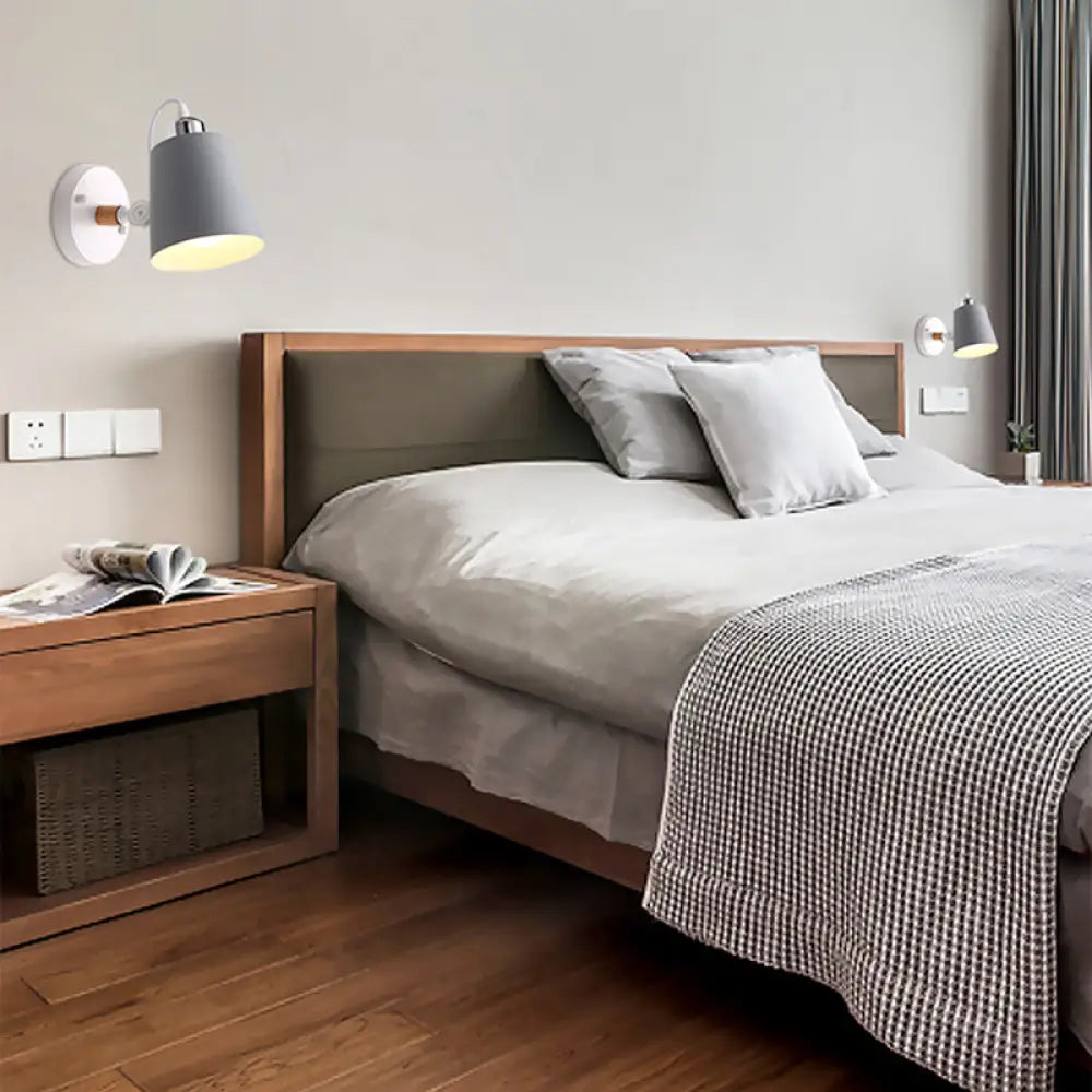 DecorBites™ DecorBites™ Minimalist Metal Conical Sconce Light Fixture - Gray/White/Pink/Yellow/Blue/Green