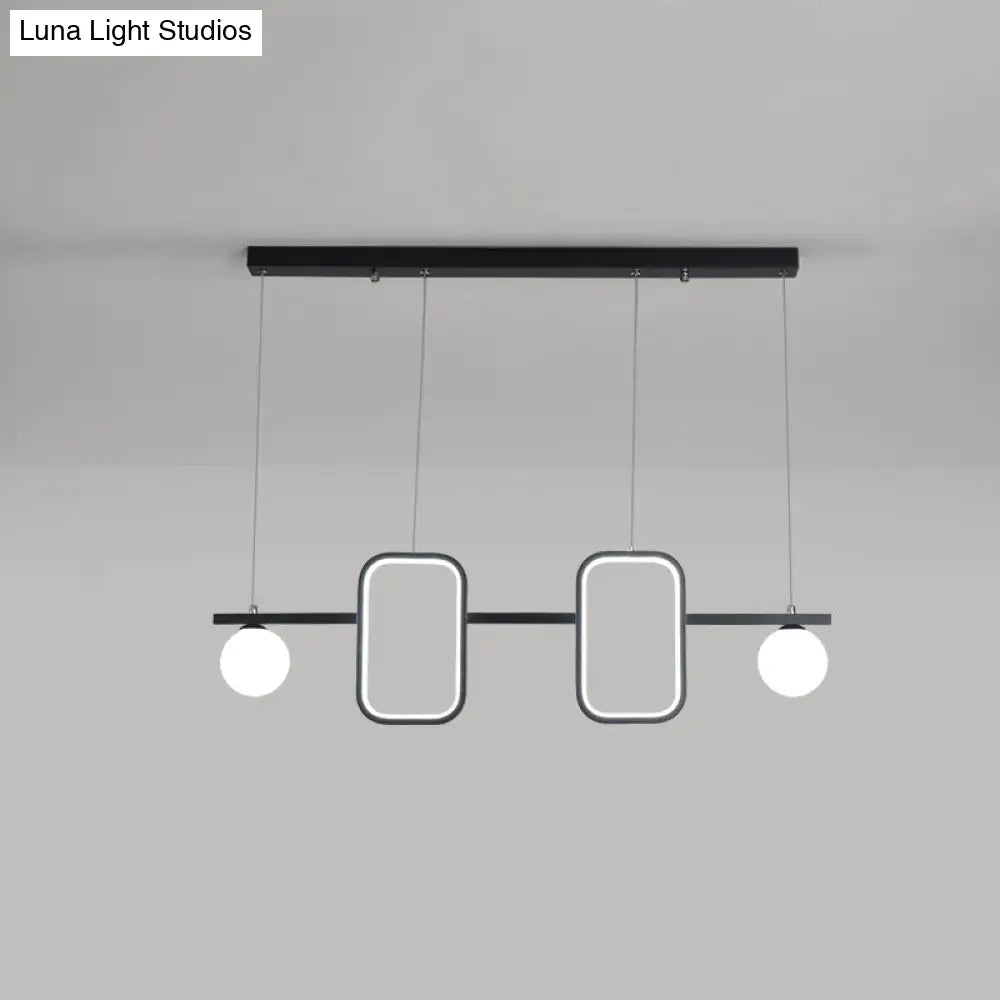 ديكوربايتس™ مصباح سقف جزيرة معدني بسيط لغرفة الطعام بتصميم هندسي متماثل LED وغطاء زجاجي كريمي