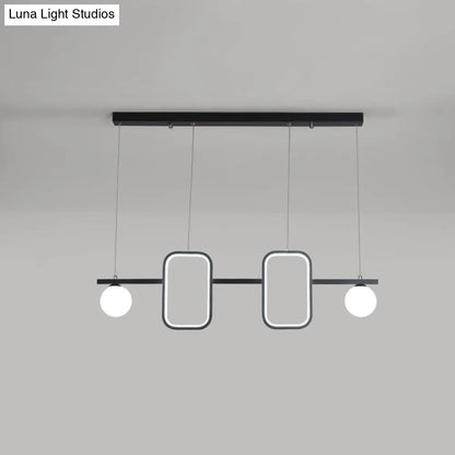 ديكوربايتس™ مصباح سقف جزيرة معدني بسيط لغرفة الطعام بتصميم هندسي متماثل LED وغطاء زجاجي كريمي