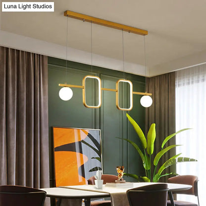 ديكوربايتس™ مصباح سقف جزيرة معدني بسيط لغرفة الطعام بتصميم هندسي متماثل LED وغطاء زجاجي كريمي