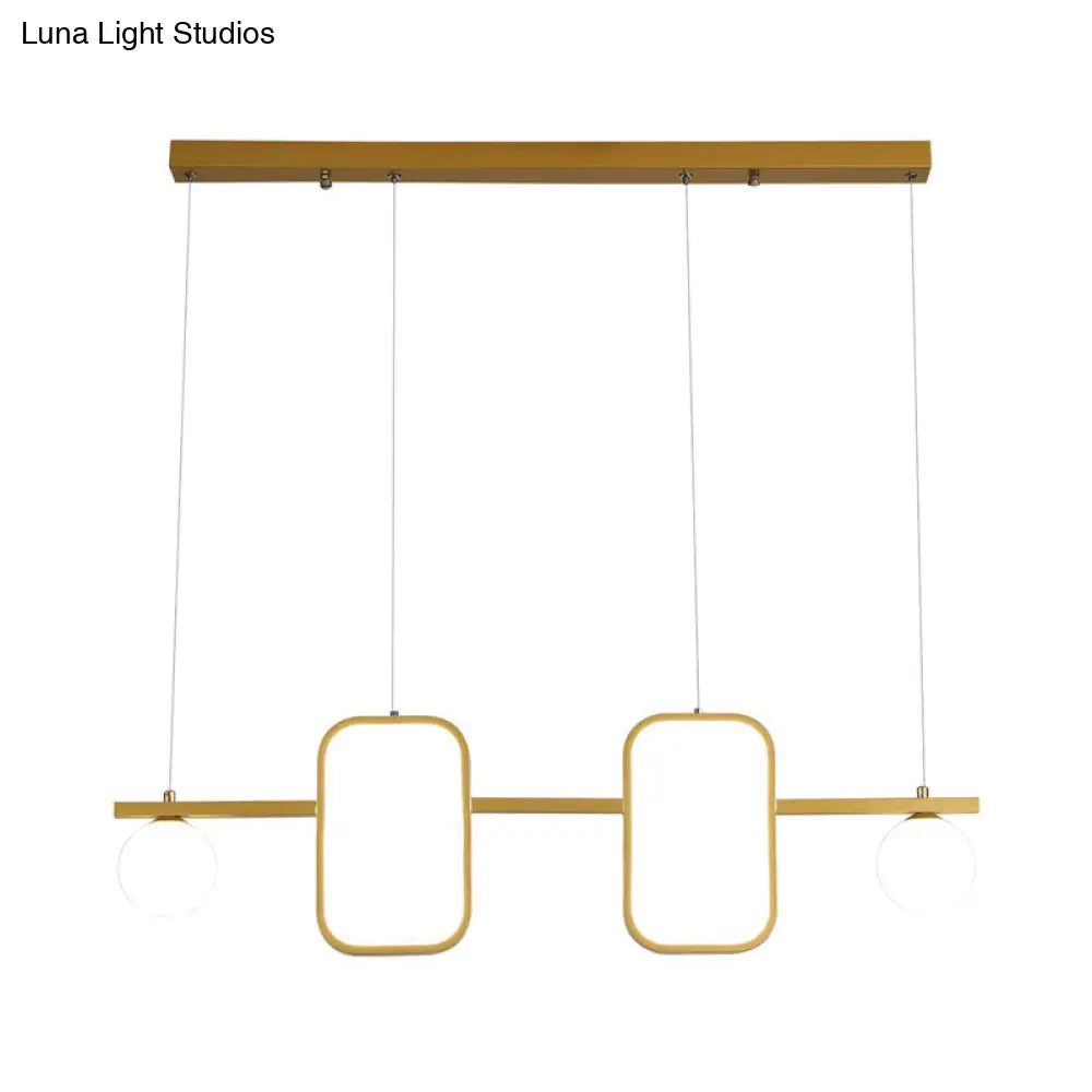 ديكوربايتس™ مصباح سقف جزيرة معدني بسيط لغرفة الطعام بتصميم هندسي متماثل LED وغطاء زجاجي كريمي