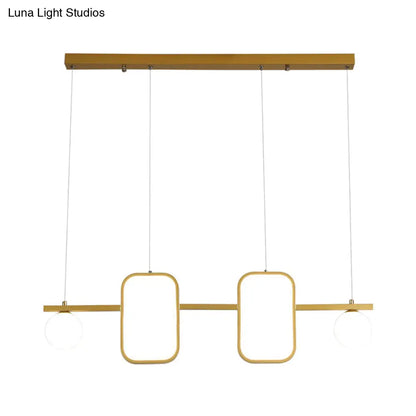 ديكوربايتس™ مصباح سقف جزيرة معدني بسيط لغرفة الطعام بتصميم هندسي متماثل LED وغطاء زجاجي كريمي